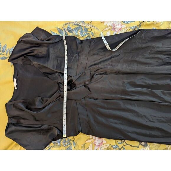 Baltic Born Women’s Medium Black Tie Front Deep Plunge Neck Midi Dress Stretch - Picture 4 of 7